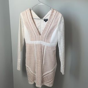 Bardot long sleeve white lace dress